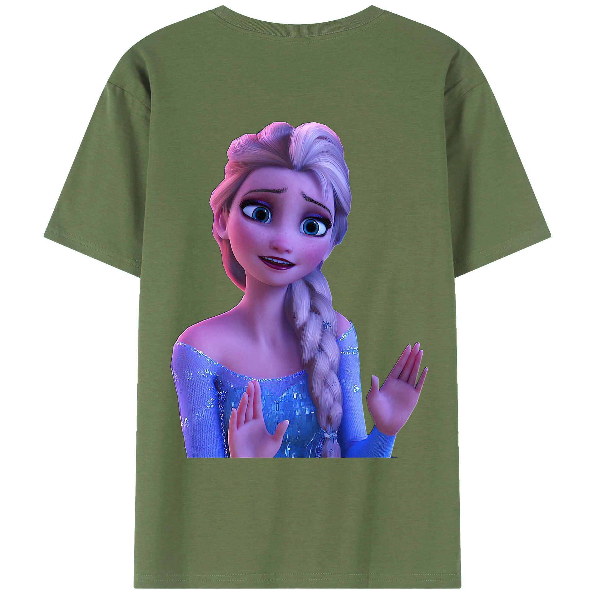 （画像用） アナと雪の女王 アンナ エルサ Frozen Anna Elsa 綿100％ メンズ半袖Tシャツ（バックプリント） 通気性